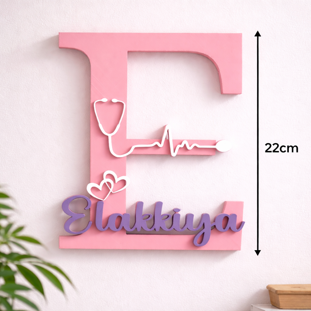 Personalized Doctor Name Initial Showpiece with Stethoscope