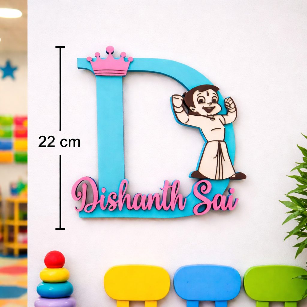 Personalized Kids Name , Initial with Chotta bheem theme