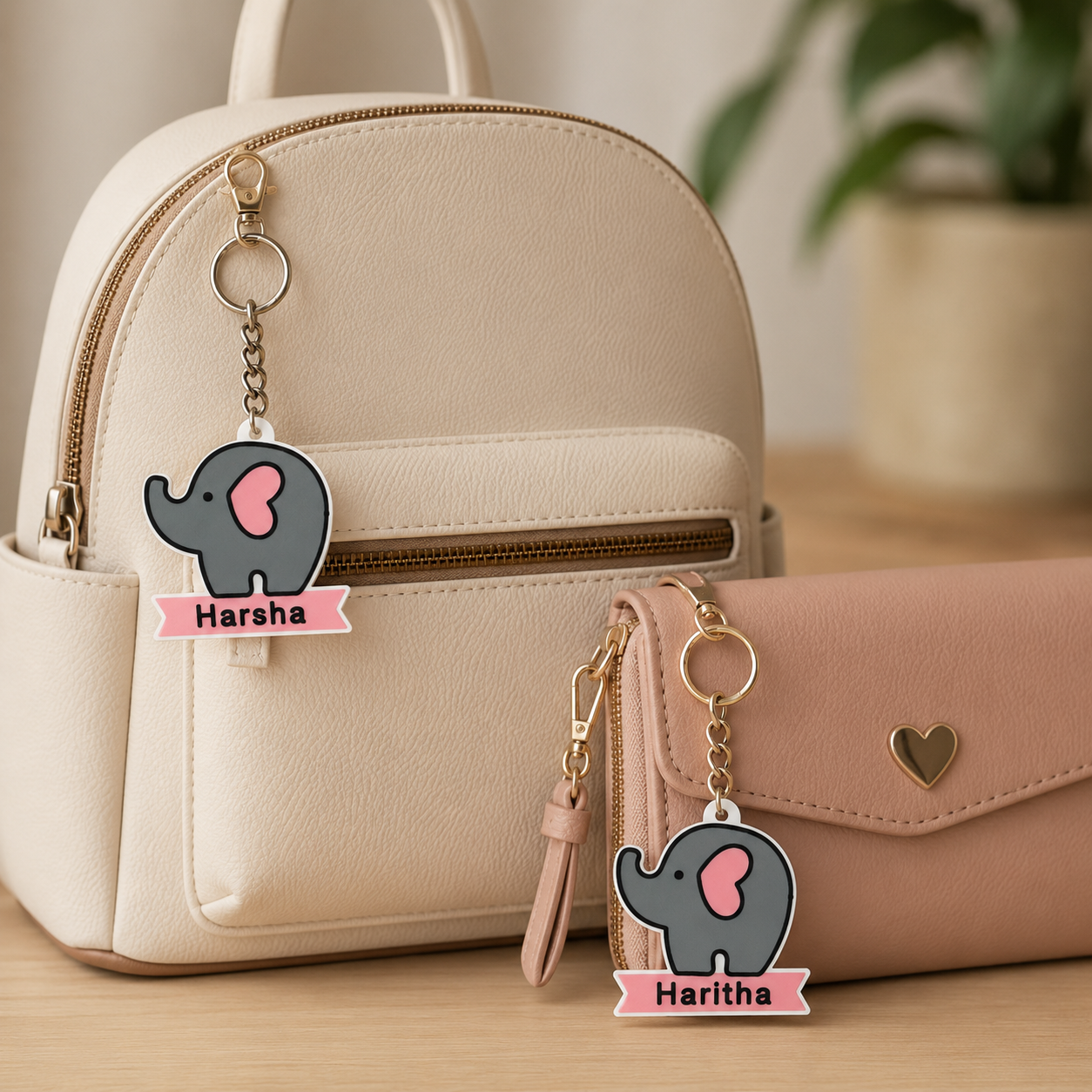 🐘Personalized Cute Elephant Name Keychain – 2 Unique Designs