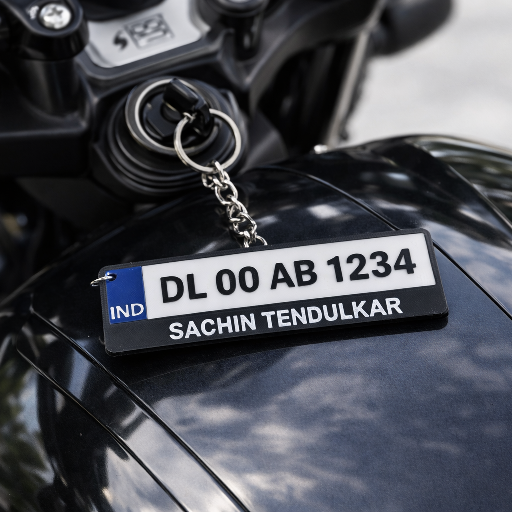 Custom Vehicle Number Plate Keychain with Name