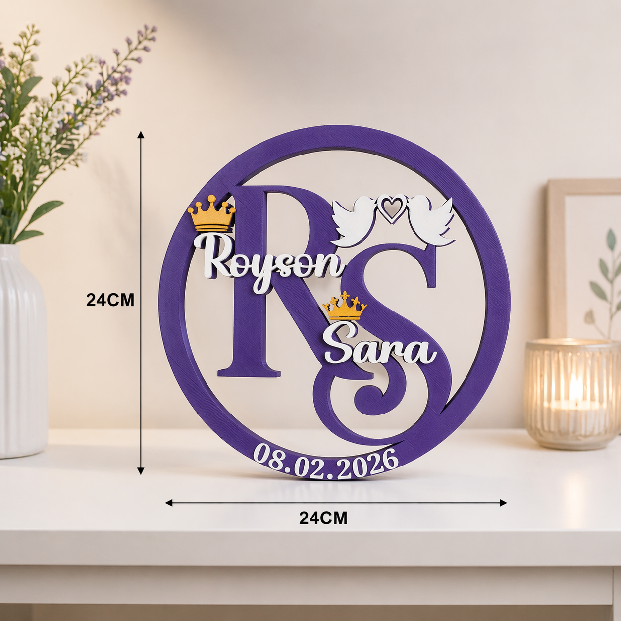 Personalized Couple Name Ring Showpiece with Date