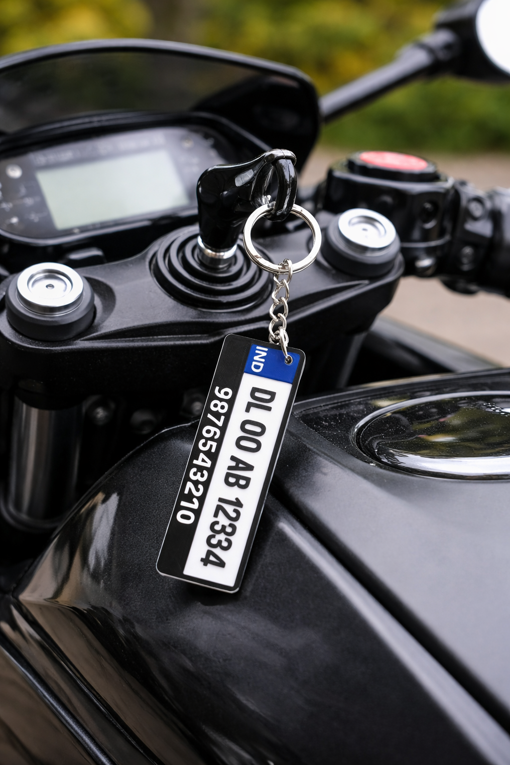 Custom Vehicle Number Plate Keychain personalized with Phone Number