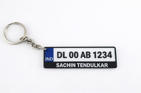 Custom Vehicle Number Plate Keychain with Name