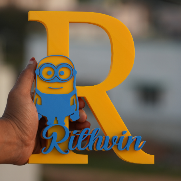 Customized Kids Name Initial  with Minion Theme