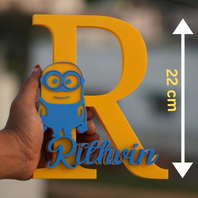 Customized Kids Name Initial  with Minion Theme