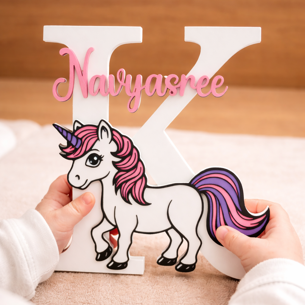 Personalized Unicorn Name Initial Stand