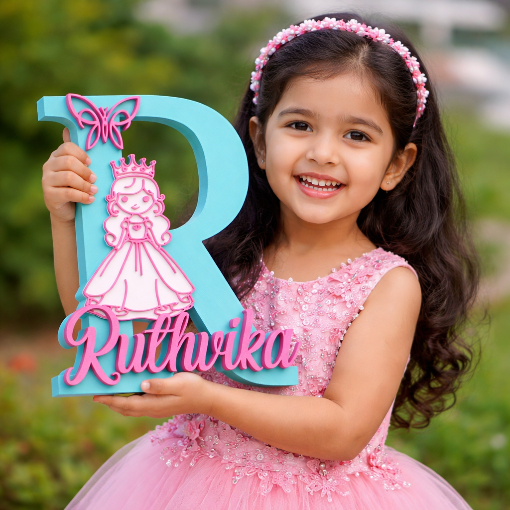 Personalized Barbie Name Showpiece with Butterfly