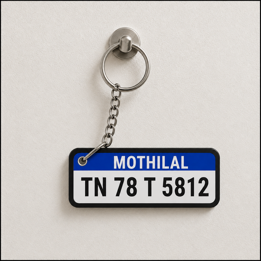 Personalized Number Plate Keychain – Custom Name Key Tag
