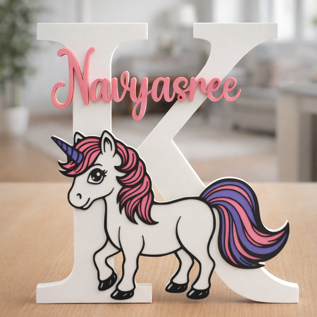 Personalized Unicorn Name Initial Stand