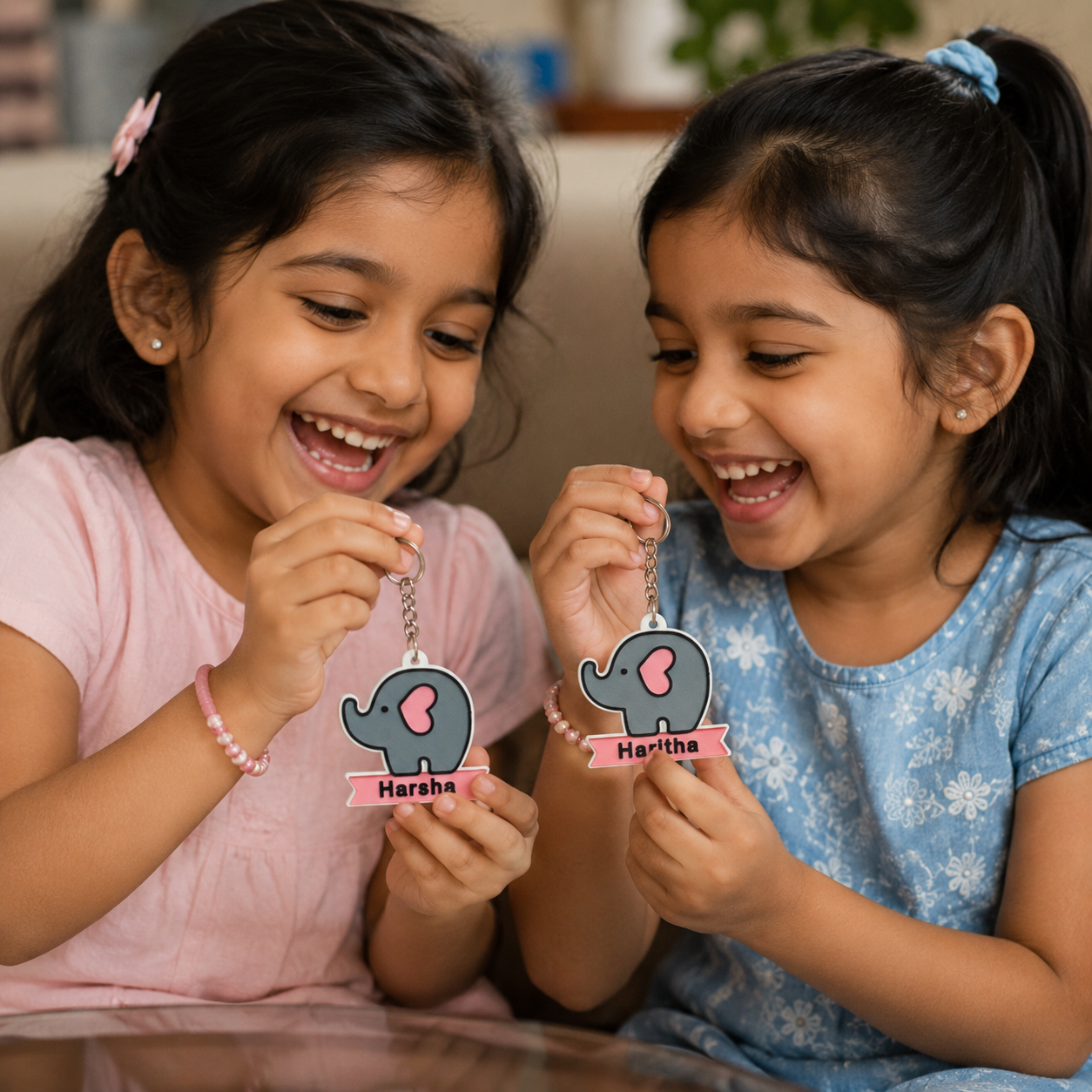 🐘Personalized Cute Elephant Name Keychain – 2 Unique Designs