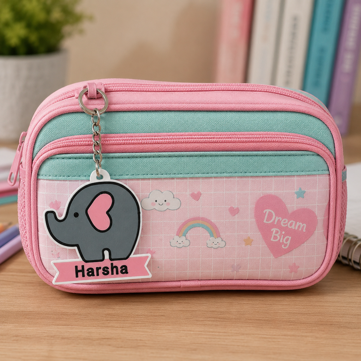 🐘Personalized Cute Elephant Name Keychain – 2 Unique Designs