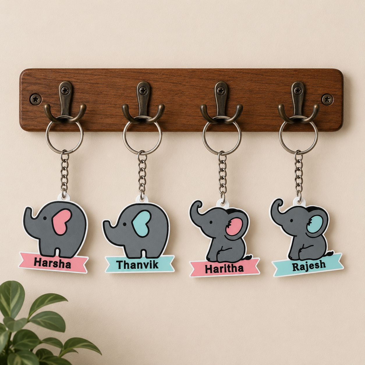🐘Personalized Cute Elephant Name Keychain – 2 Unique Designs
