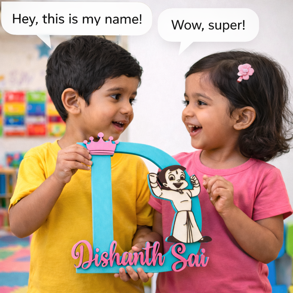 Personalized Kids Name , Initial with Chotta bheem theme