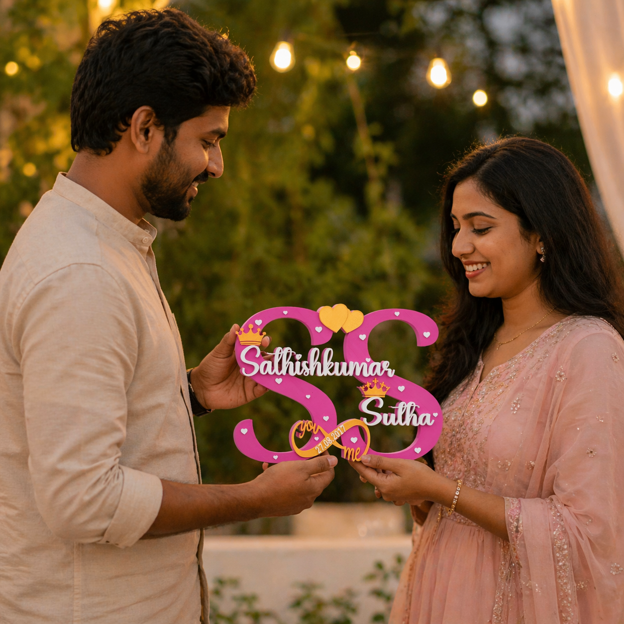 Personalized Couple Name Showpiece with Date