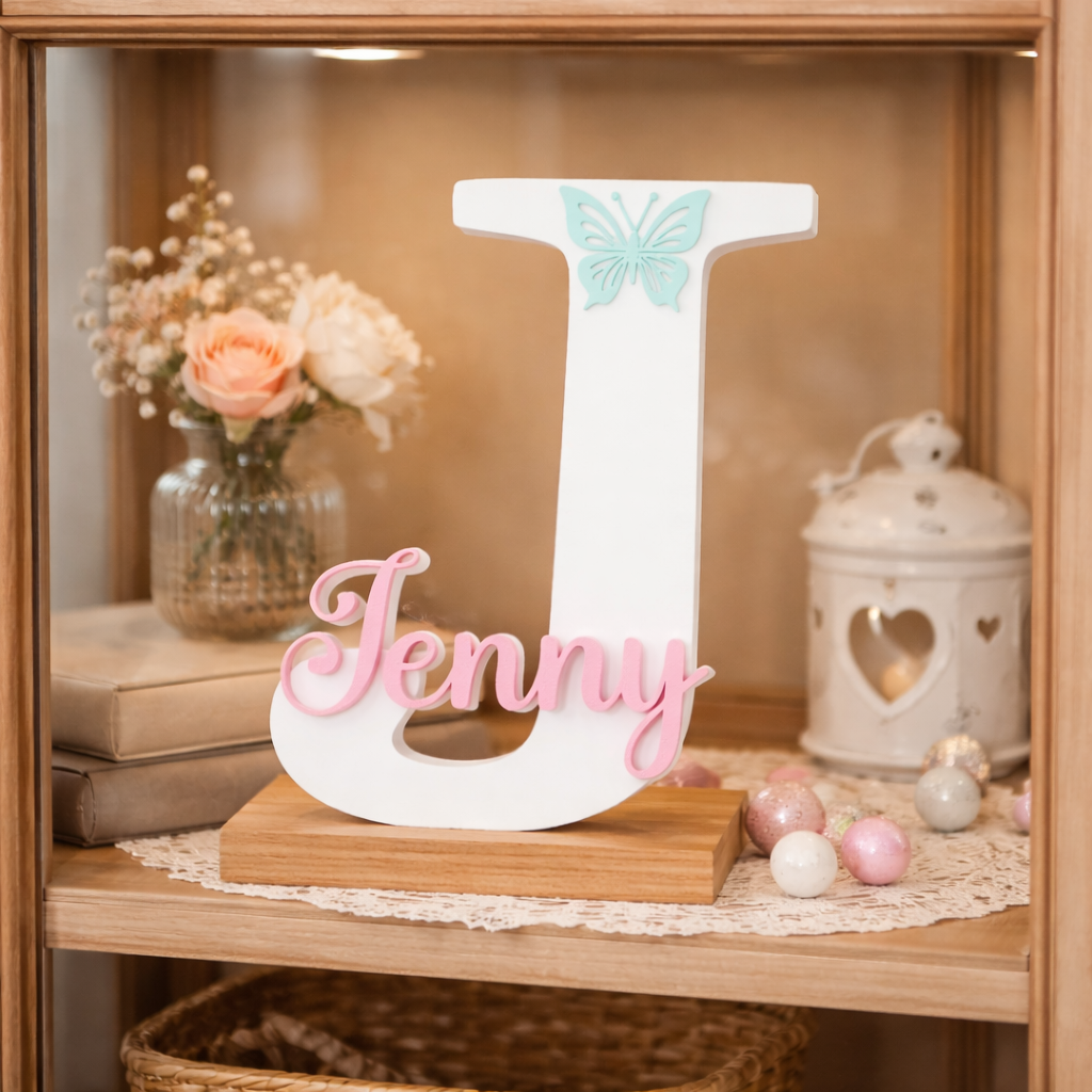 Personalized Initial Name Showpiece with Butterfly