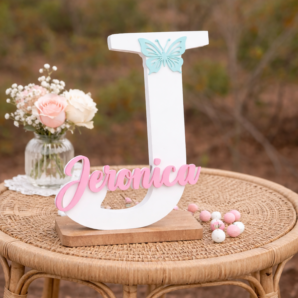 Personalized Initial Name Showpiece with Butterfly