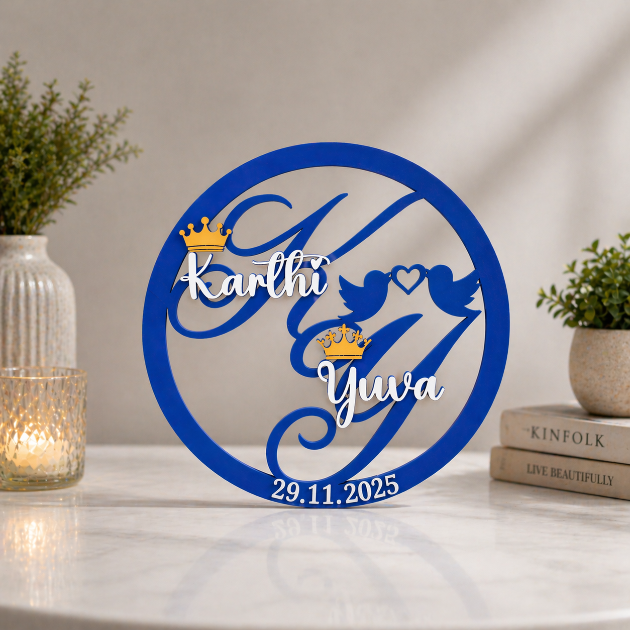 Personalized Ring Couple Name Showpiece