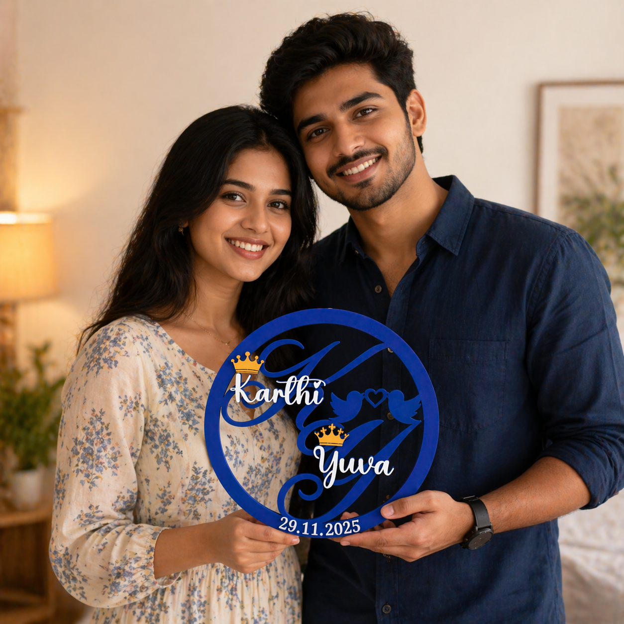 Personalized Ring Couple Name Showpiece