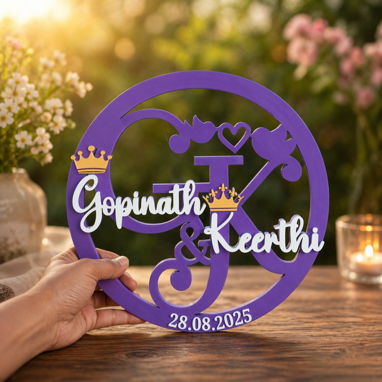 Personalized Ring Couple Name Showpiece