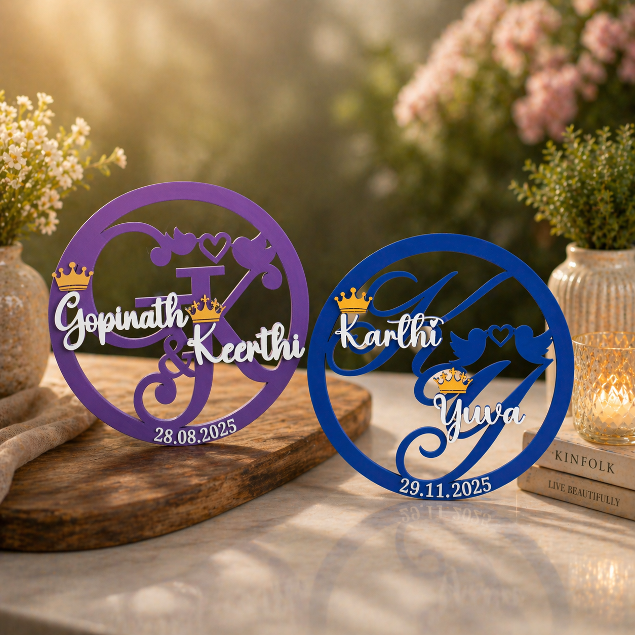 Personalized Ring Couple Name Showpiece