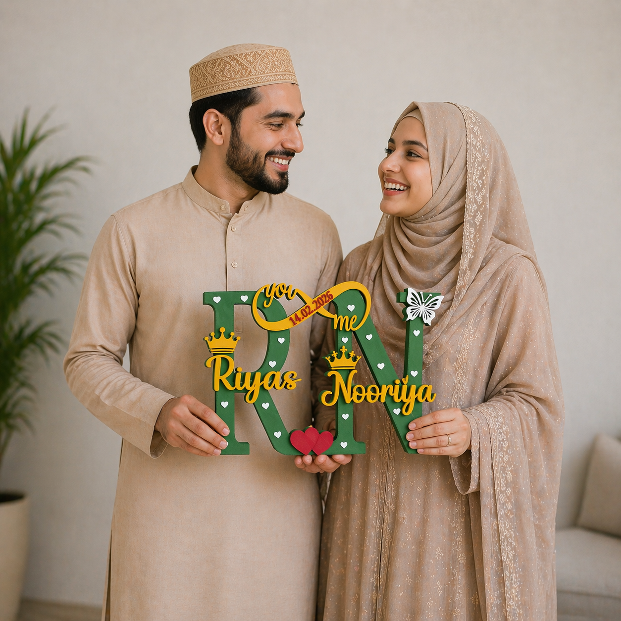 Personalized Couple Name Showpiece with Date