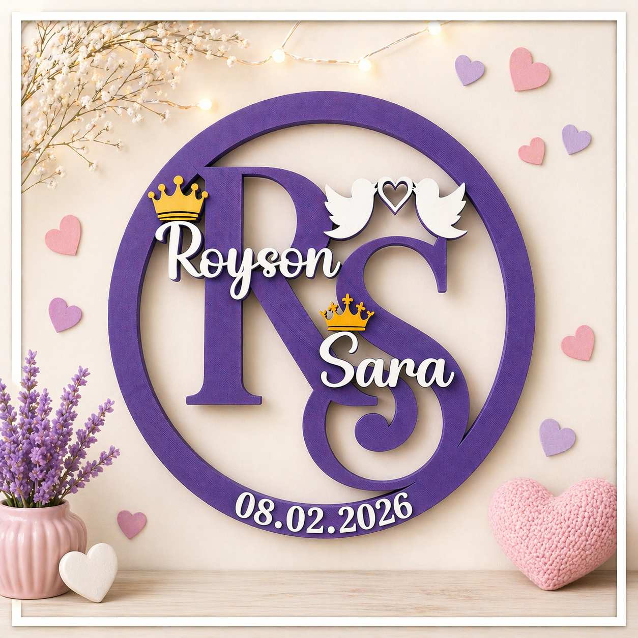 Personalized Couple Name Ring Showpiece with Date
