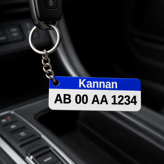 Personalized Number Plate Keychain – Custom Name Key Tag