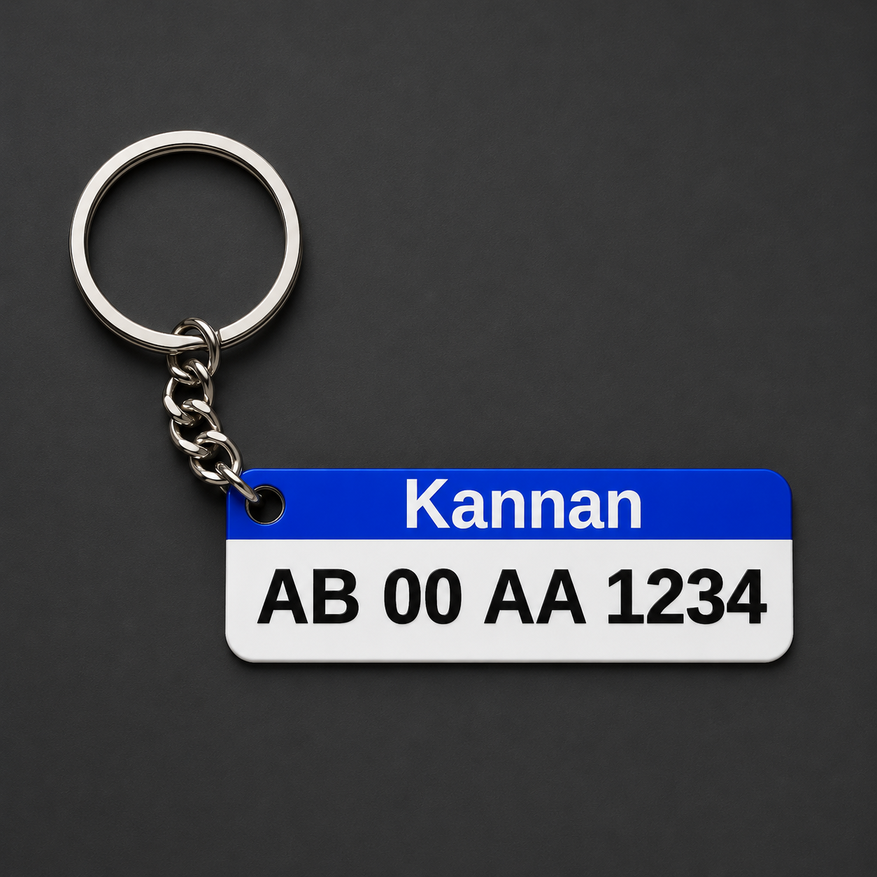 Personalized Number Plate Keychain – Custom Name Key Tag