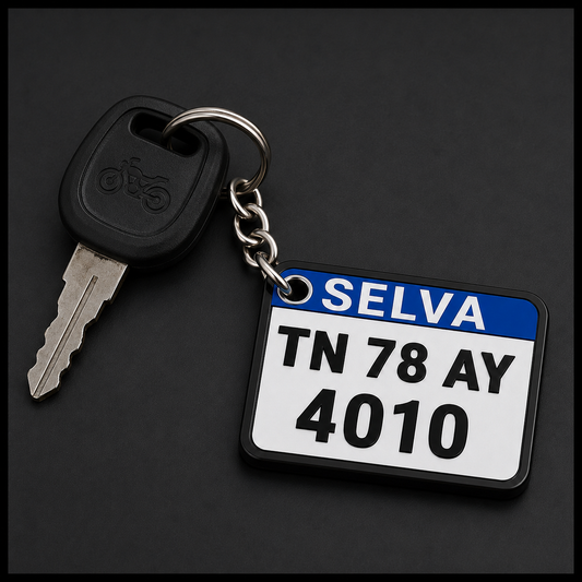 Personalized Number Plate Keychain – Custom Name Key Tag