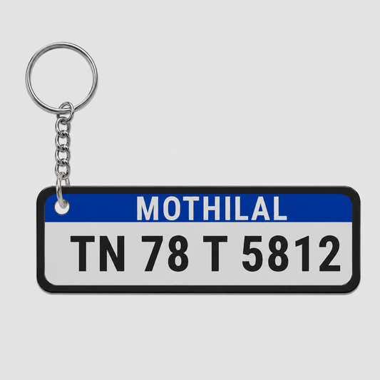 Personalized Number Plate Keychain – Custom Name Key Tag