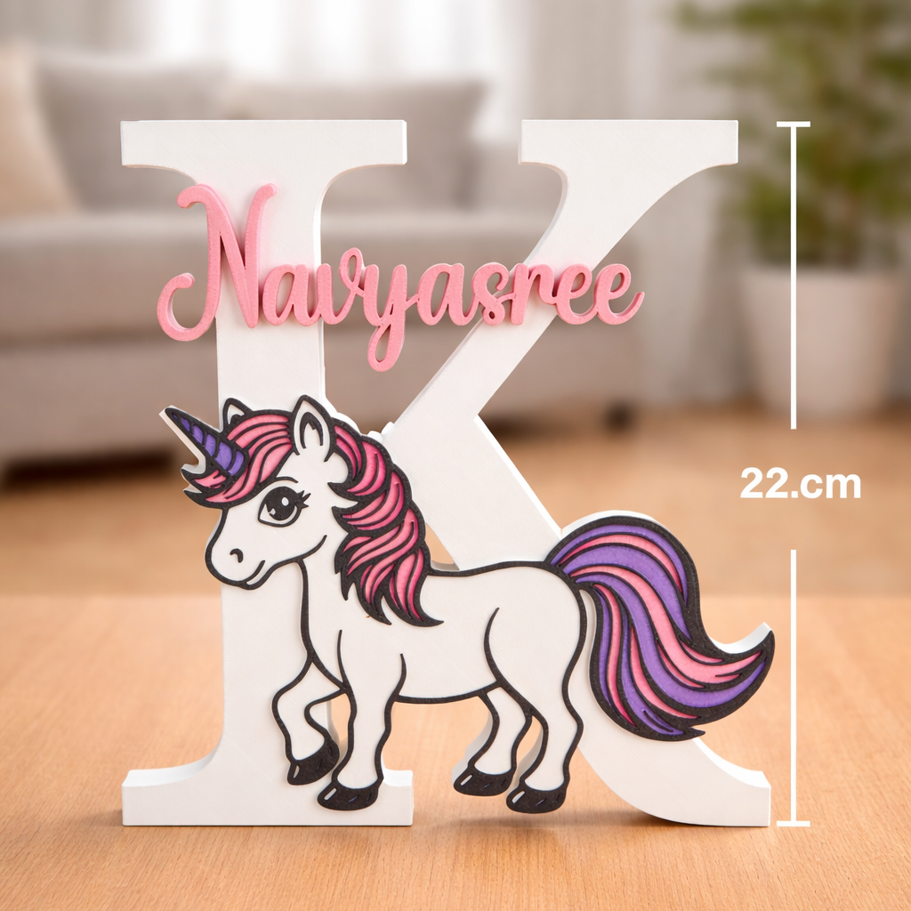 Personalized Unicorn Name Initial Stand
