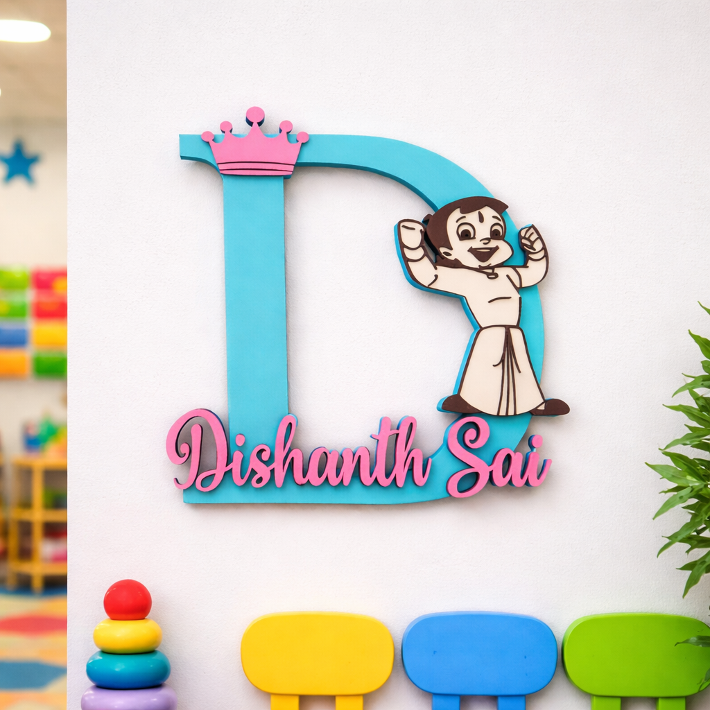 Personalized Kids Name , Initial with Chotta bheem theme