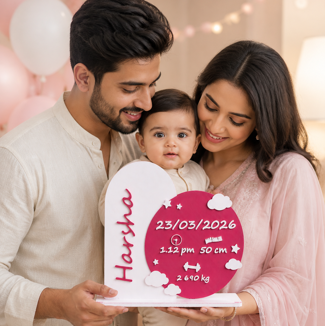 Personalized Baby Birth Details Name Board