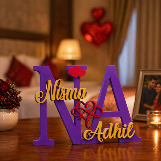 Personalized Couple Name Showpiece with Initials & Heart