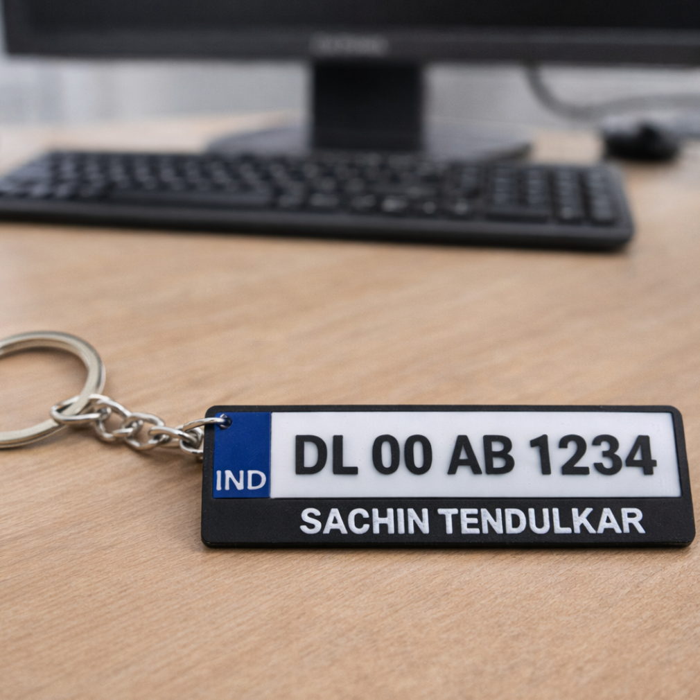 Custom Vehicle Number Plate Keychain with Name